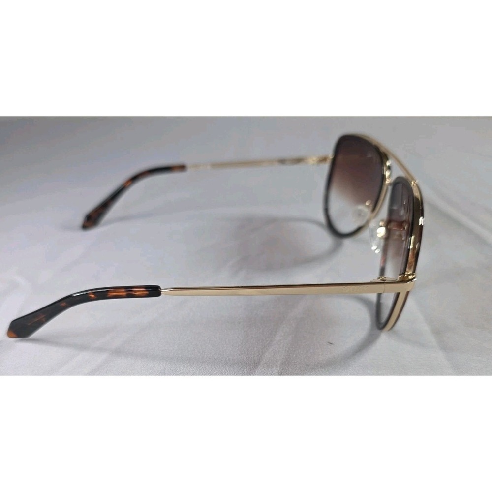 QUAY Australia "All In" Aviator Sunglasses – Tortoise Shell & Gold Frame W/ Case - Picture 4 of 16